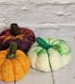 Autumn Décor Pumpkins - Set of 3, multi-coloured Handmade Needle felted