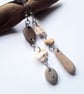Beach Boho Dangle Earrings: Neutral Pebble & Shell - Image 3