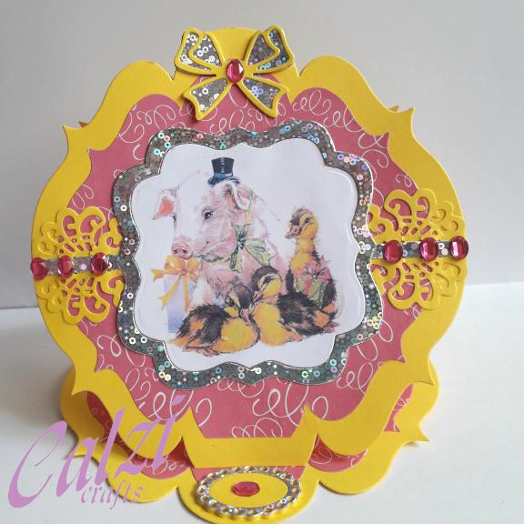 Easter Piglet Fancy Shaped Easel Card