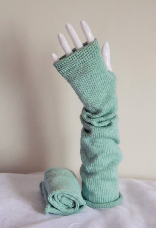 Handmade long wrist warmers for women, knitted hand warmers, fingerless gloves
