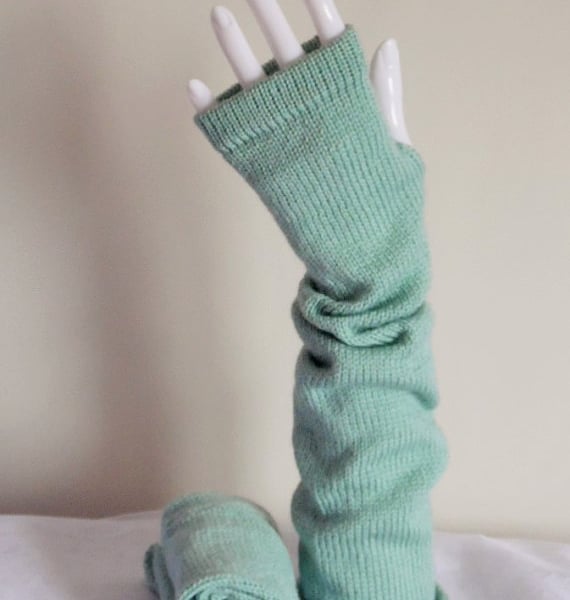 Handmade long wrist warmers for women, knitted hand warmers, fingerless gloves