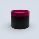 Large 15cm Round Black and Fuchsia Pink Two Tone Plant Pot