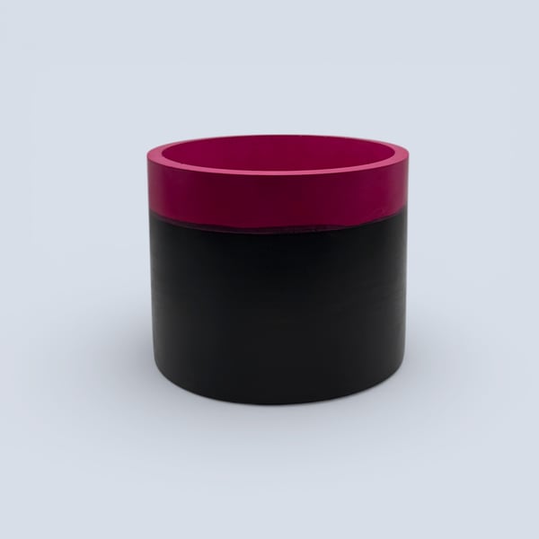 Large 15cm Round Black and Fuchsia Pink Two Tone Plant Pot