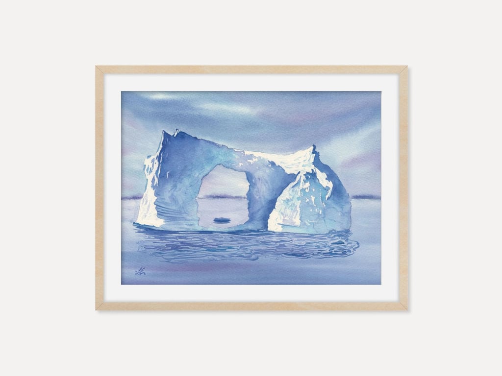 Iceberg Arch Fine Art Print, Arctic Watercolor Wall Art, Blue Ocean Wall Decor