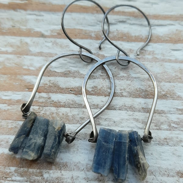 Sterling Silver Earrings with Kyanite Shard Beads