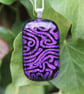 Handmade Purple Dichroic Pendant Necklace Maze pattern Fused Glass  SKU F12 - Image 5