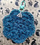 Crochet flower of life bag charm - turquoise blue - Image 2