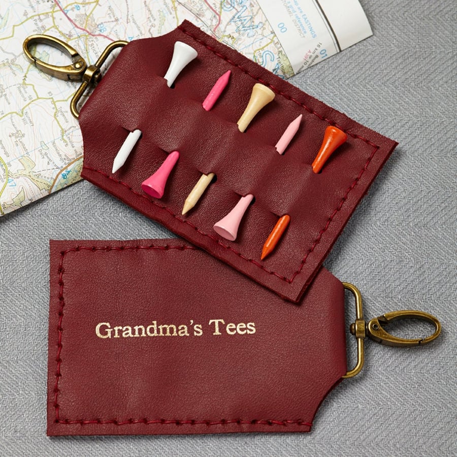 Ox Blood Personalised Golf tee holder, gifts for golfers