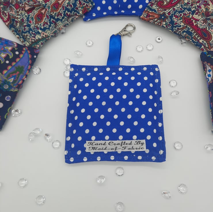 Bag charm sanitary pad holder, royal blue polka... Folksy