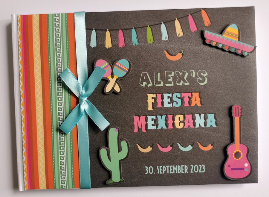 Mexican fiesta wedding guest book, fiesta birthday book, mexican fiesta gift