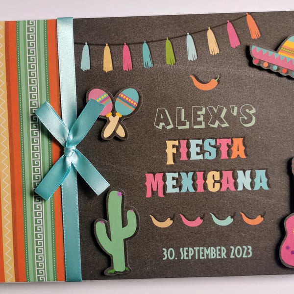 Mexican fiesta wedding guest book, fiesta birthday book, mexican fiesta gift