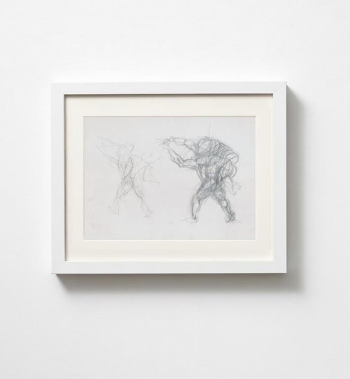 Motion Study, pencil drawing on paper, framed or unframed.