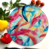 Multicolour Glass Chopping Board, Original Abstract Design, Circle or Rectangle 