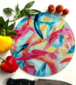 Multicolour Glass Chopping Board, Original Abstract Design, Circle or Rectangle 
