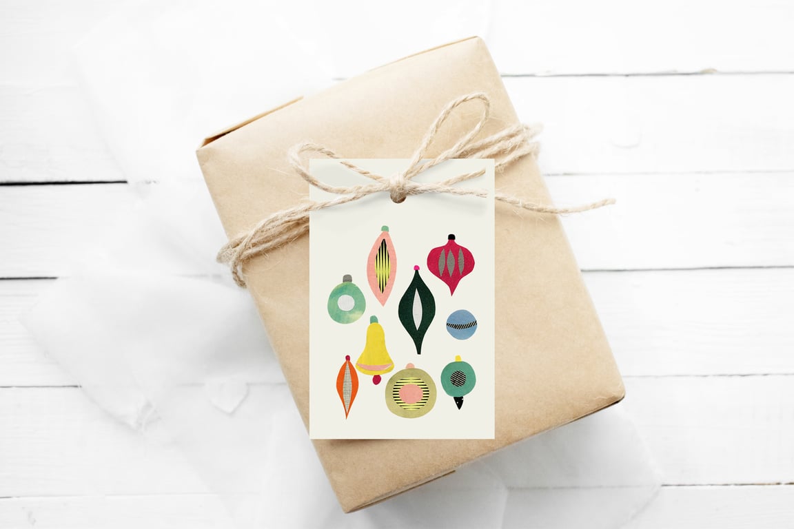 Set of 12 Mid Century Christmas Gift Tags - Christmas II