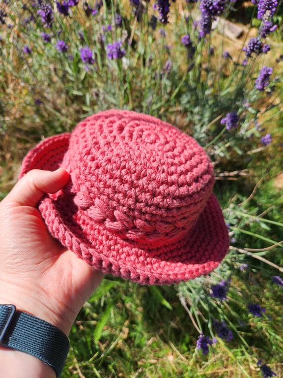 Crochet baby sun hat, handmade cotton summer sun hat