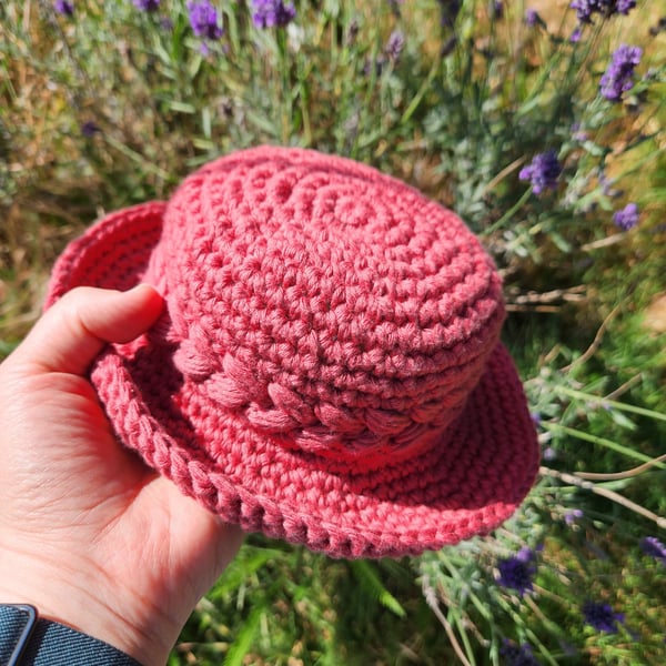 Crochet baby sun hat, handmade cotton summer sun hat