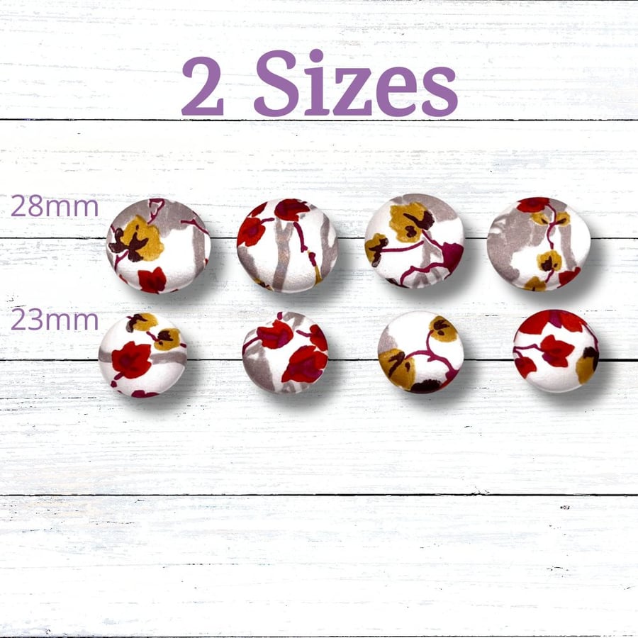 Handmade Fabric Covered Buttons, Set of 4, Cream