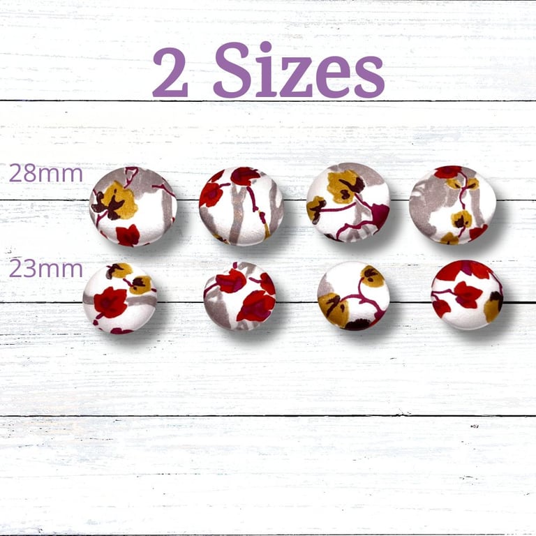 Handmade Fabric Covered Buttons, Set of 4, Cream