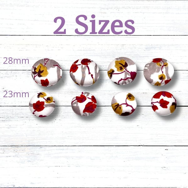 Handmade Fabric Covered Buttons, Set of 4, Cream