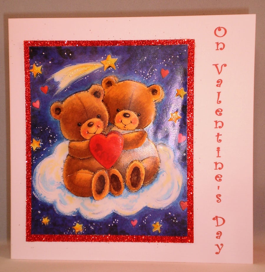 Decoupage Cute Teddies Valentine Card SALE