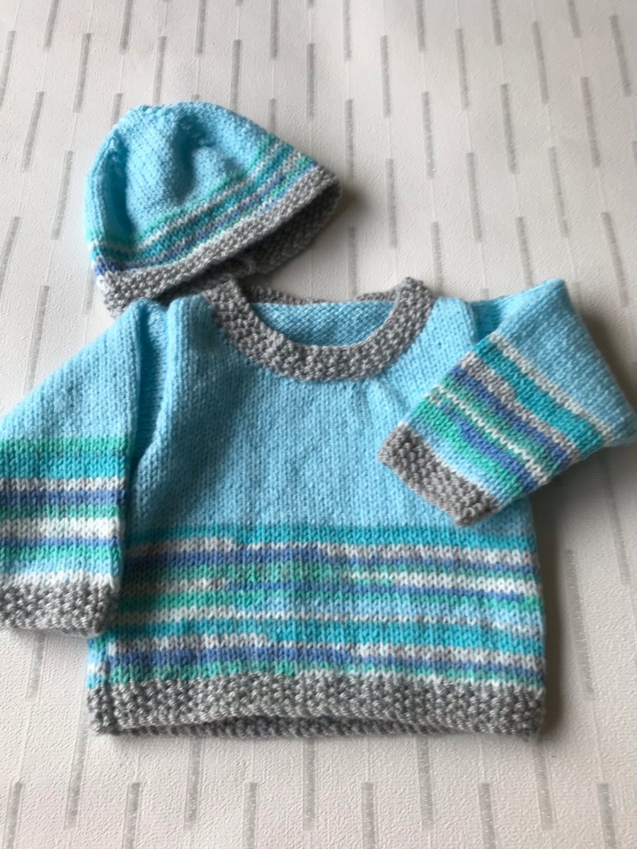 Mock fair isle jumper and hat