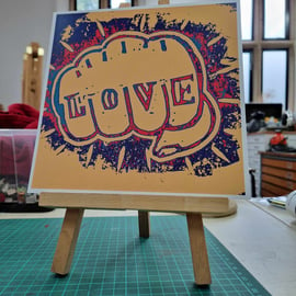 LOVE tattoo print - multi coloured 21x21cm print