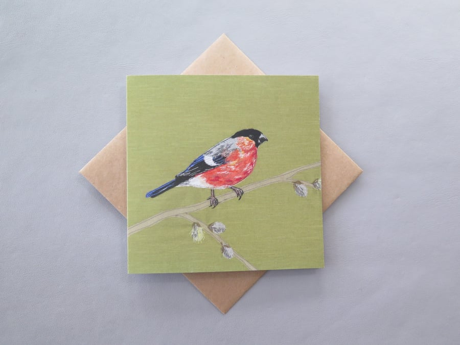 Garden bird card, Bullfinch card, blank cards, bird lover, bird watching