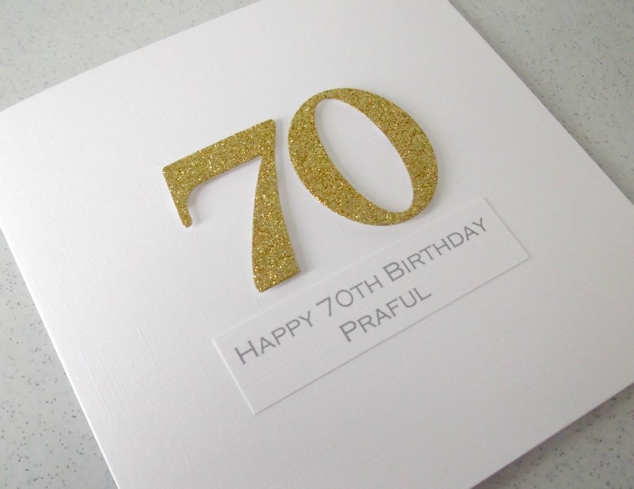 Handmade 70th birthday card - personalised with... - Folksy