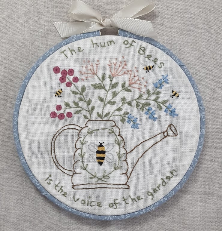 "The Hum of Bees" hand embroidered Wall Art 