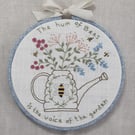 "The Hum of Bees" hand embroidered Wall Art 