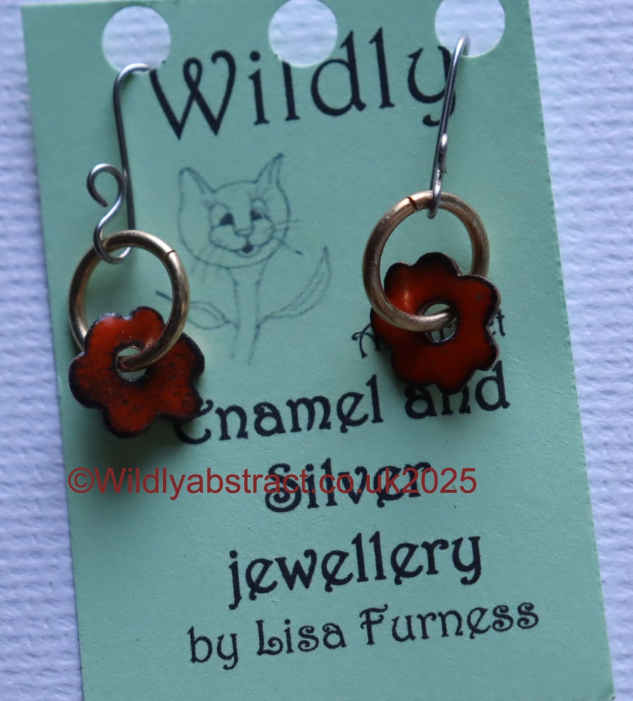 Orange flower earrings