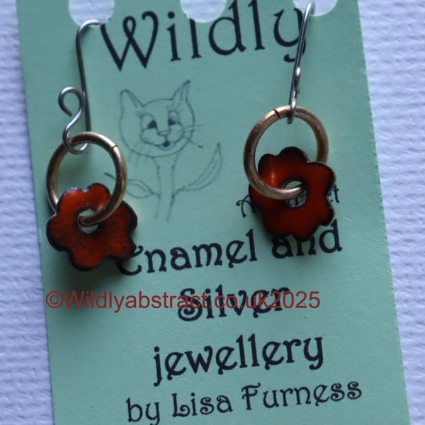 Orange flower earrings