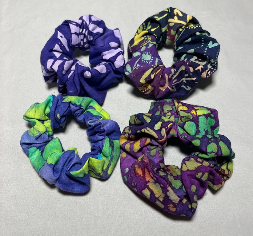 Set of four hair scrunchies
