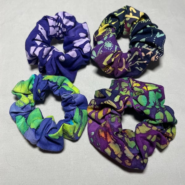 Set of four hair scrunchies