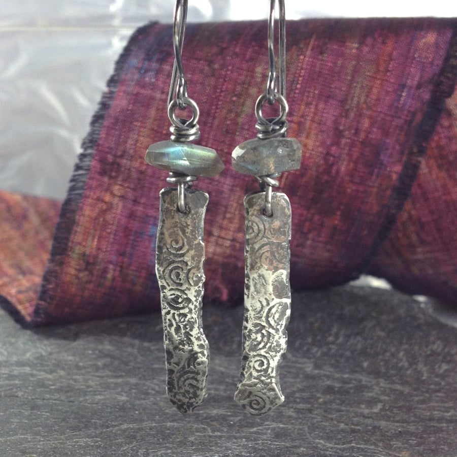 Silver and labradorite Relic earrings