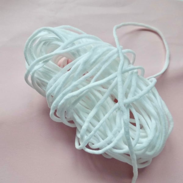 10 metres elastic soft white round 3mm