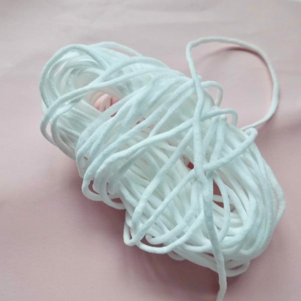 10 metres elastic soft white round 3mm