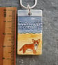 Handmade Ceramic Corgi dog on the beach pendant - Image 3