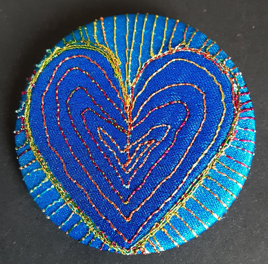 45mm Blue Heart Fabric Badge