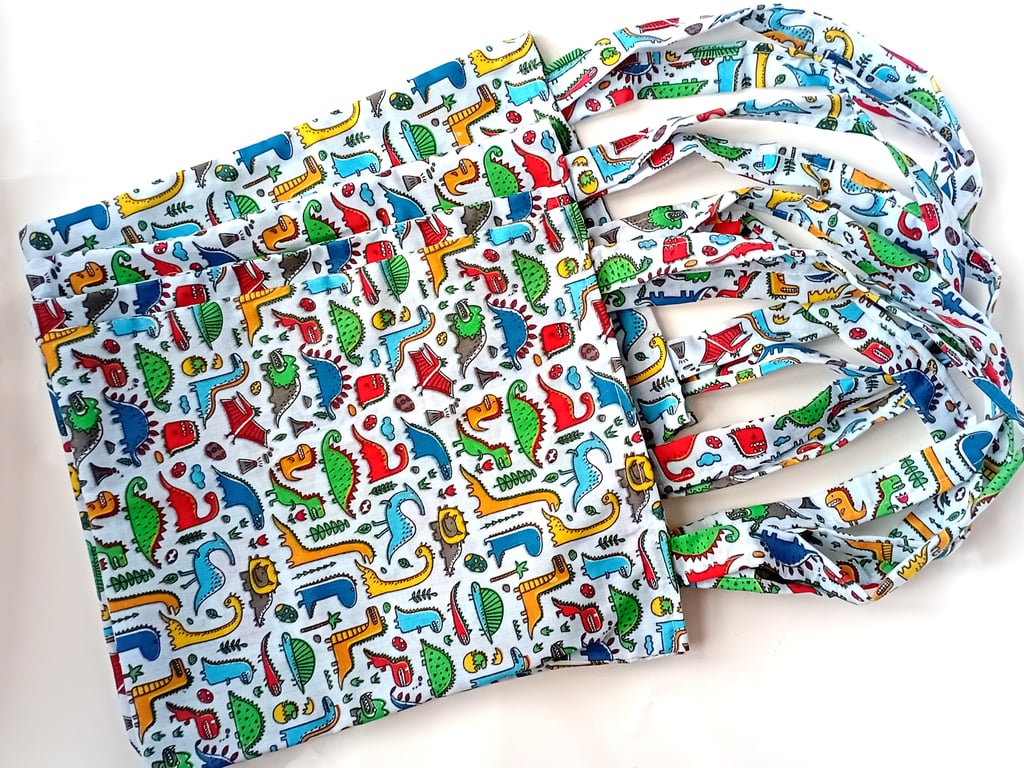 DINOSAURS theme, 4 Pack, multicoloured, fun, party, present or book bags