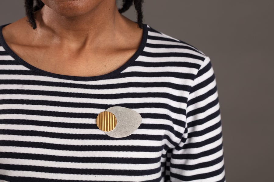Recycled Silver and Gold Handmade Brooch