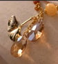 Gold Tone Double Strand Necklace with Amber-Coloured Crystal Drops  - Image 4