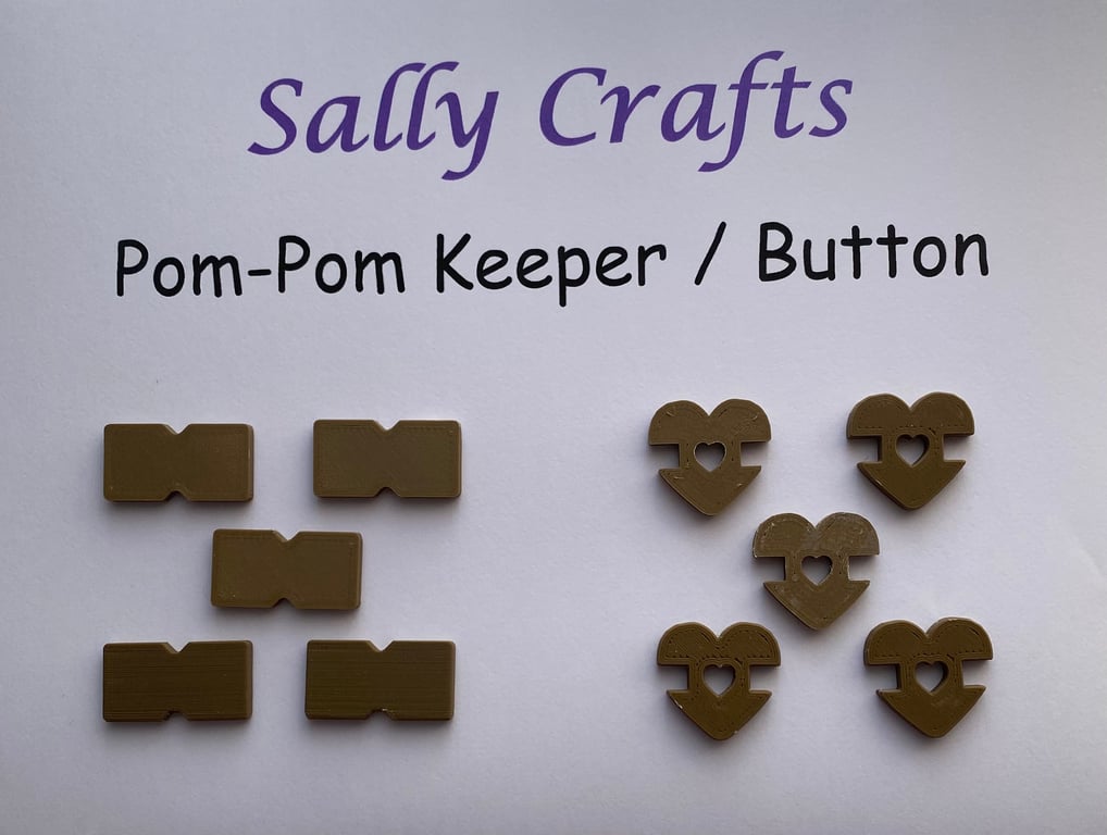 POM-POM Keeper (Button) - Rectangle & Heart with Heart Cutout - Pack of 10