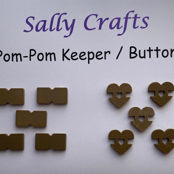 POM-POM Keeper (Button) - Rectangle & Heart with Heart Cutout - Pack of 10