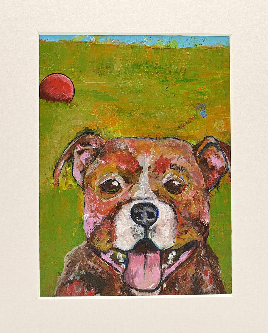 Original Painting of a Dog and a Ball (10 x 8 inches)