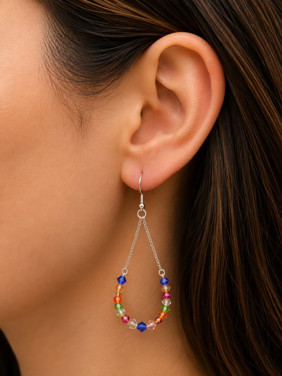 Rainbow tear drop earrings handmade