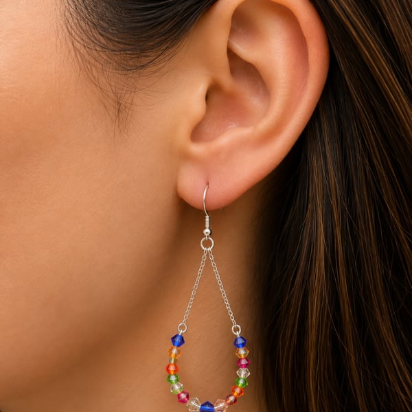 Rainbow tear drop earrings handmade