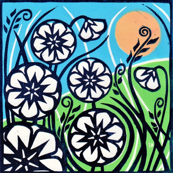 Flowers in the Sun Linoprint