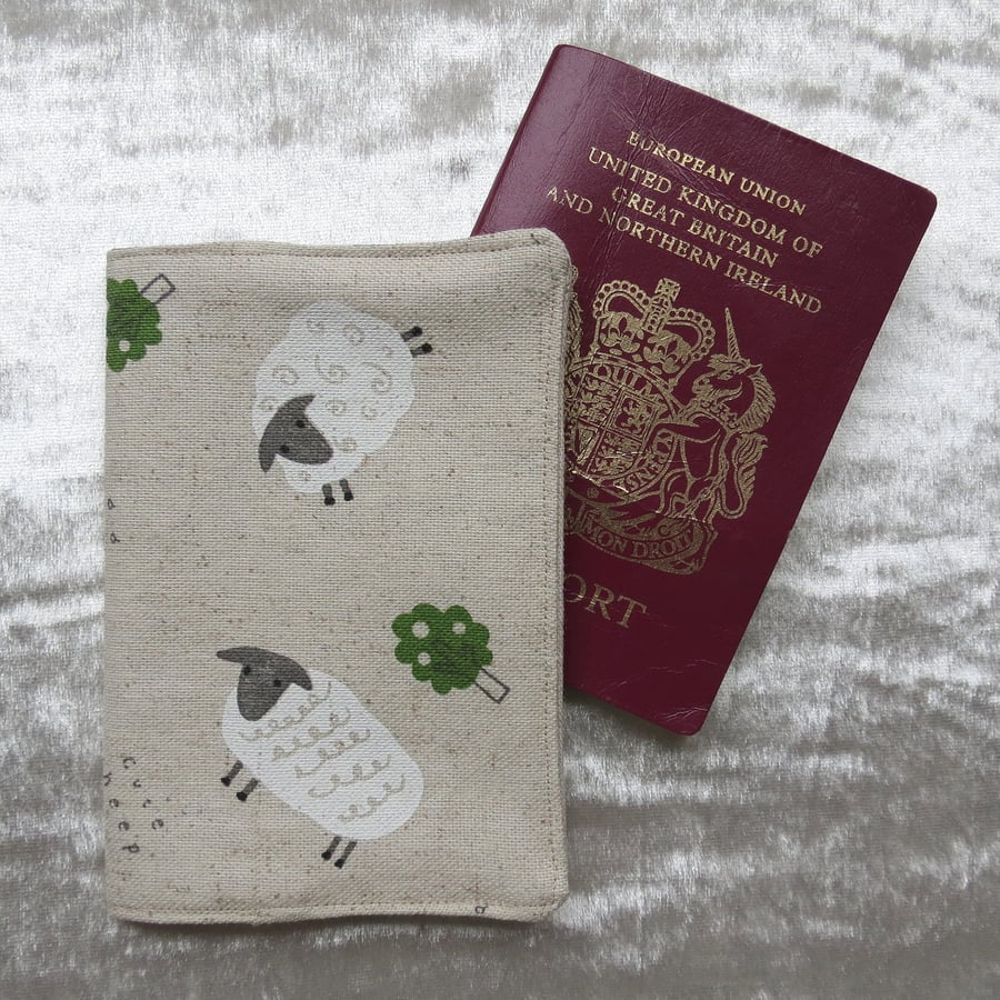 Passport Cover. Sheep design.  Passport Sleeve.